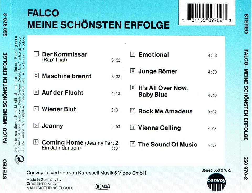 (CD) Falco - Meine Schönsten Erfolge - Jeanny, Coming Home, Der Kommissar,u.v.a. - Bild 2 von 2