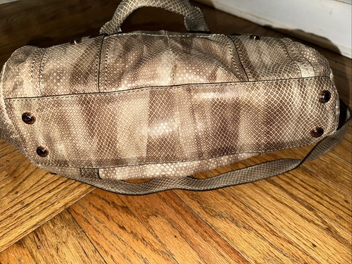 B Mackowsky Satchel Handbag Purse Python Snake Leather Rose Gold New Without Tag - Picture 5 of 7