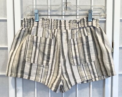 Almost Famous Moss Green & White Striped Draw String 100% Cotton Shorts Sz XL