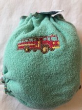 Loveybums Medium Fire Truck Embroidered Wool Crepe Diaper Cove. Fit 9-22 lbs