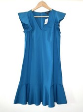 NWT J Crew Mercantile Women’s Blue Ruffle Tank Dress Size 0 Zip Cotton J5422