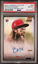 👑 2022 TOPPS STADIUM CLUB Chrome GOLD 🏆 /50 AUTO BRANDON MARSH PHILLIES PSA 🔥