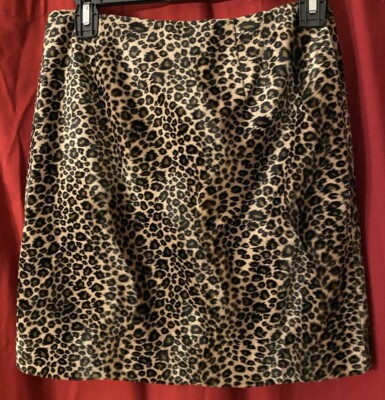 Apostrophe Leopard Print Lined A Line Skirt Size 4 Petite Back Zipper Punk Goth