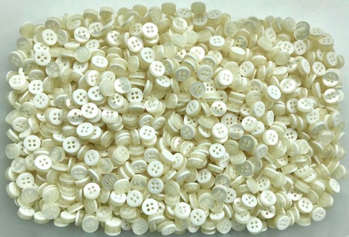 Buttons Small 9mm 14L Ivory Light Cream Pearlescent 4 Hole Shirt Tiny Craft W677 - Picture 18 of 24