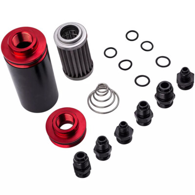 Inline 100 Micron Fuel Filter 6AN 8AN 10AN Adapter Cleanable US