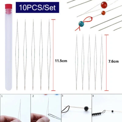 10x Big Eye Perlennadeln Fädelnadeln Aufreihnadeln Perlnadeln Perlen Set Flasche