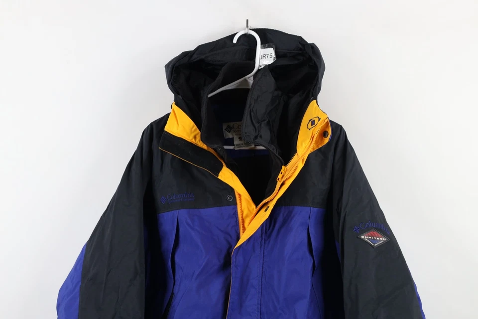 Vintage 90s Columbia Mens Large Spell Out 2 In 1 Winter Hooded Jacket Coat Blue - Image 2 of 4