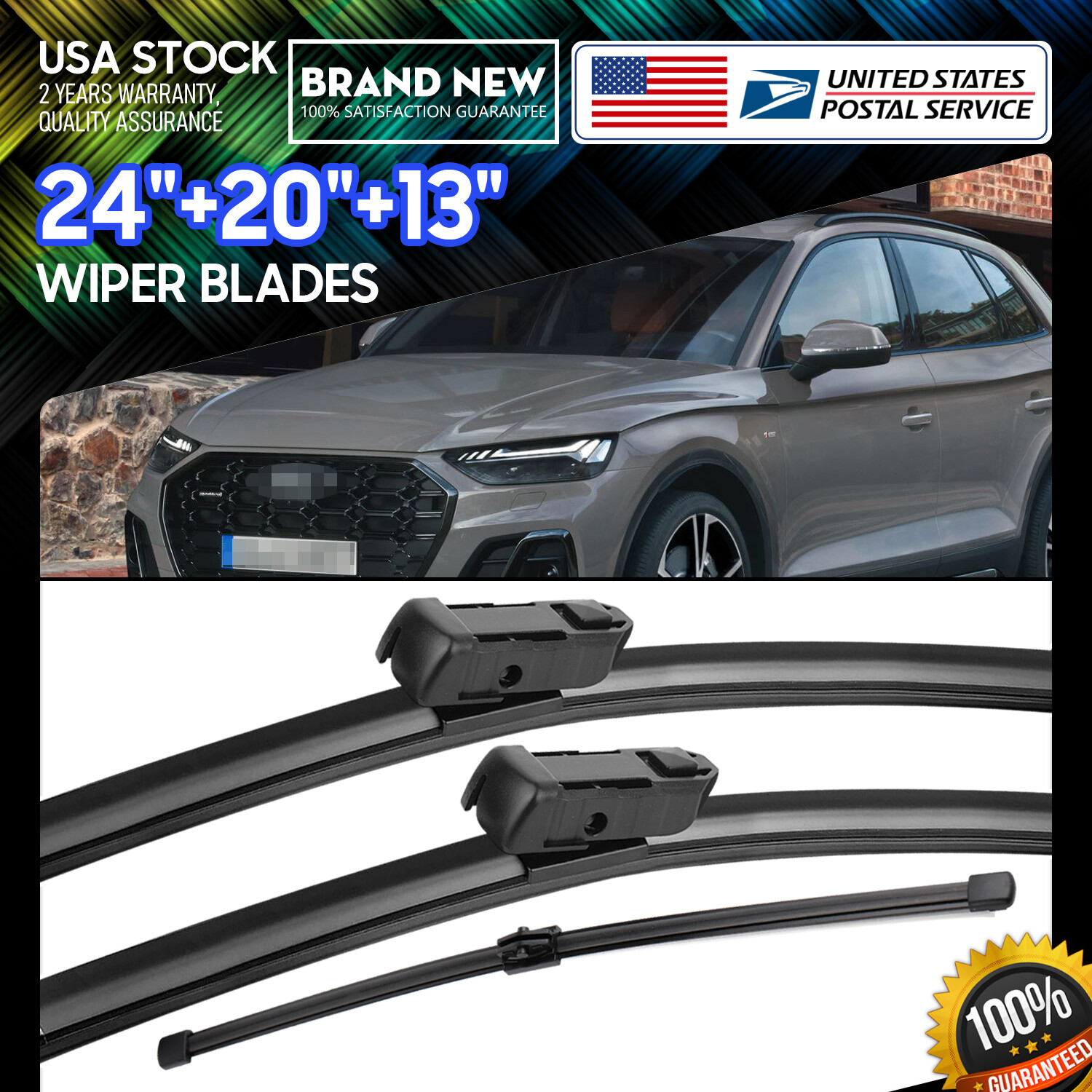 24+20 Inch TOP-LOCK Wiper Blades for Audi Q5 2009-2023 Rain Windshield Set