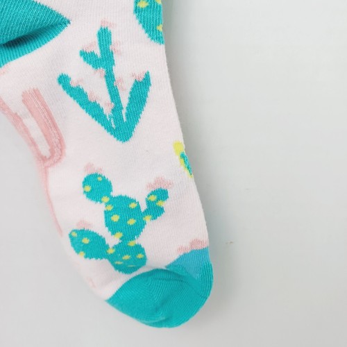 Women Boy Sock Crew Karma Cactus Makes Perfect Practice Blue Pink Cotton NWT NEW - Picture 5 of 9