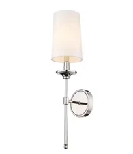 Z-Lite Emily 5.5" 1-Light Polished Nickel Wall Sconce w/ Off White Cloth Shade