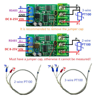 DC 12V PT100 RTD Converter RS485 Modbus Rtu Temperature Sensor Module