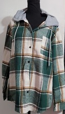 Womens Plaid Corduroy Flannel Shacket Jacket Long Sleeve Button Down Shirt