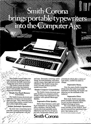 Smith-Corona Portable typewriters into the Computer Age Original VTG Print Ad