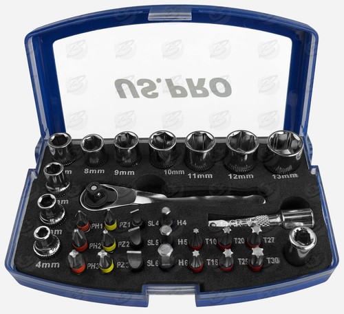 BERGEN-Hex-Torx-Phillips-Pozi-Slotted-BIT-Socket-Set-1-4-034-31pc-Screwdriver-Bits