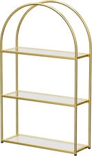 Gold Arched Frame Wall Shelf, Decorative 3 Tier Bathroom Wall Shelf with Transpa