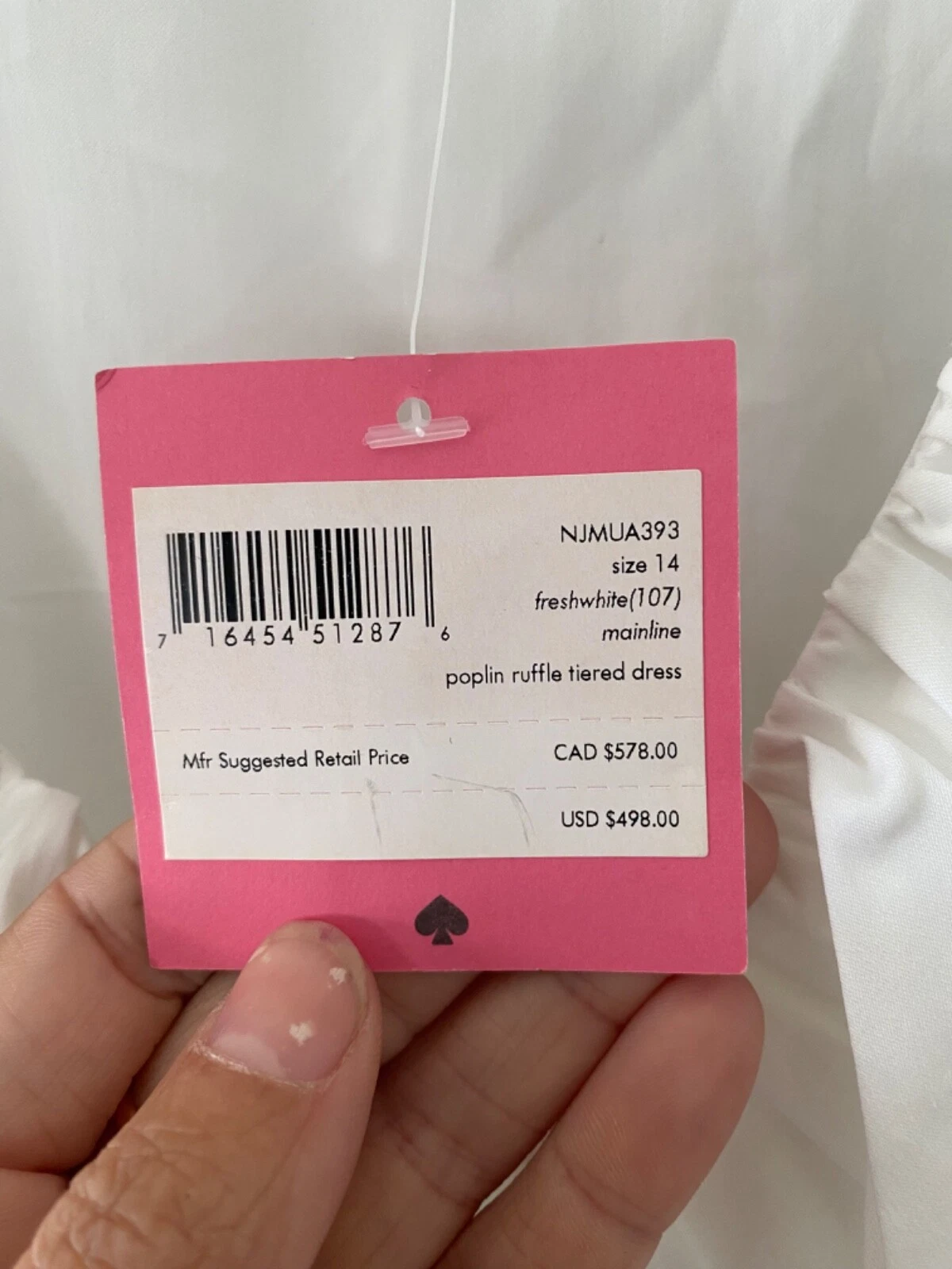 Abito a strati Kate Spade in popeline con volant taglia 14