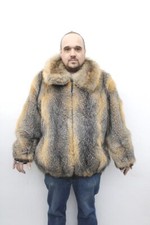 BRAND NEW AMERICAN GRAY FOX FUR BOMBER JACKET COAT MEN MAN SIZE 44-46 XL-2XL