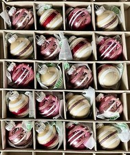 20 Shiny Brite Christopher Radko Christmas Ornaments Rounds Striped Small