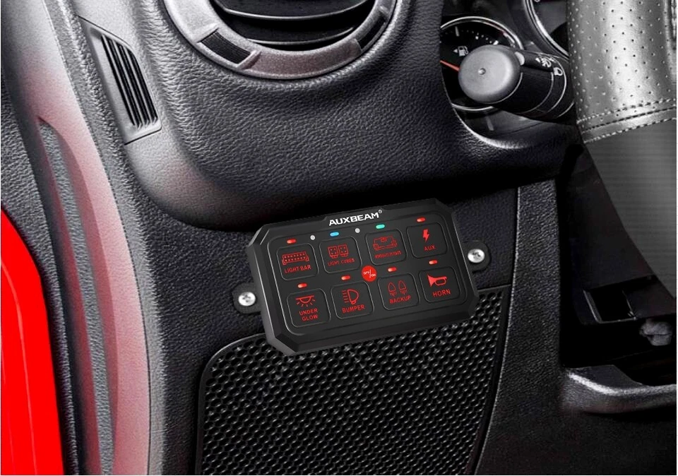 RGB 8 Gang Switch Panel Light Control & 120pc Sticker for Can-Am Polaris RZR UTV - Image 2 of 4