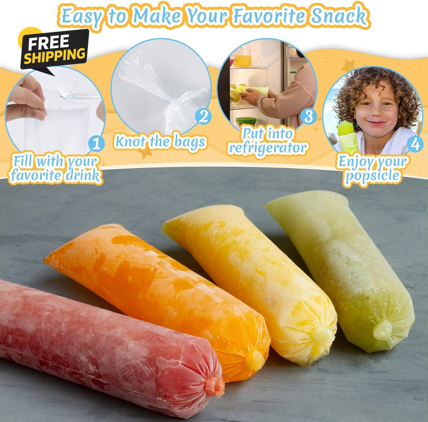 100 Ice Candy Plastic Bags - 4X12 Bolsas Para Bolis De Hielo Mexicanos Freeze