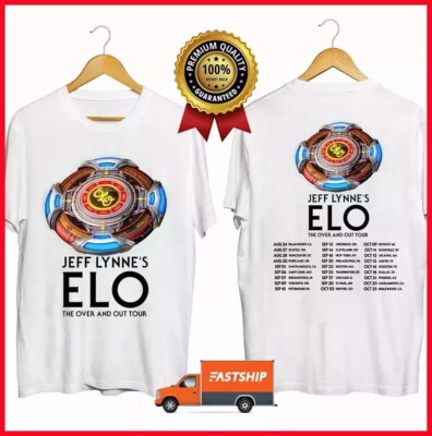Jeff Lynne's ELO The Over and Out Tour 2024 White T-Shirt S-5XL