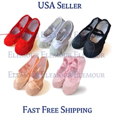 Girls Womens Ballet Dance Shoes Fitness Gymnastics Shoes Canvas US Seller