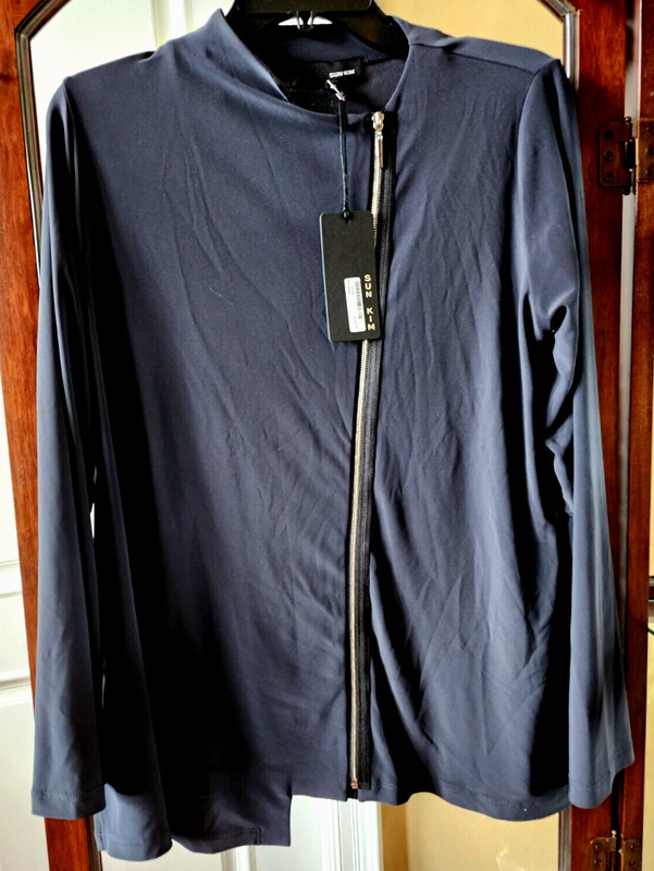 SUN KIM  "Dior Jacket" Top  Dark Gray Front  Zip  Sz.M NWT