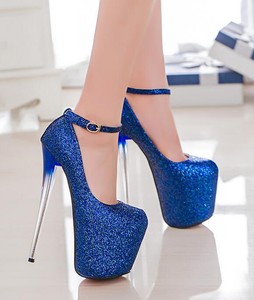Women's Sexy Platform Round Toe Strap 20 cm Stilettos Heel Pumps Shoes  Party SZ | eBay