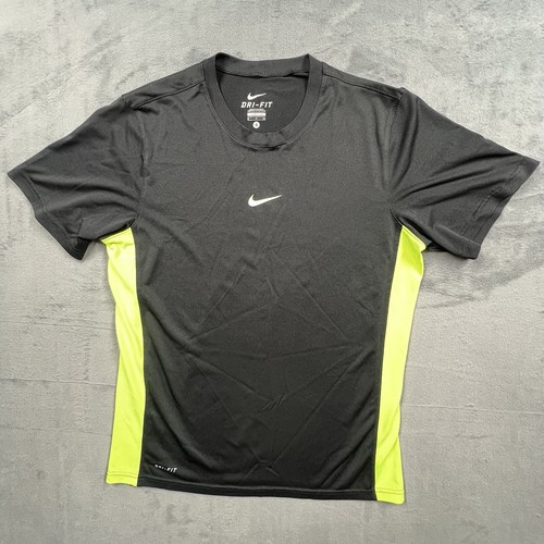 Nike Dri Fit Tee Men Small Athletic Cut Shirt Black Green Swoosh Athleisure Top - Picture 5 of 10
