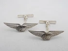 Aeronautics: Silver 925 Cufflinks with the Eagle Symbol - Pilot - Airplane