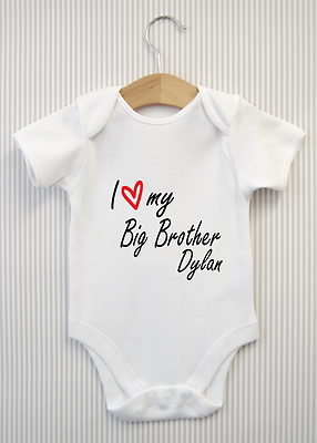 Personalised I love my Big Brother Baby Grow Bodysuit Vest Babygrow Shower  Gift