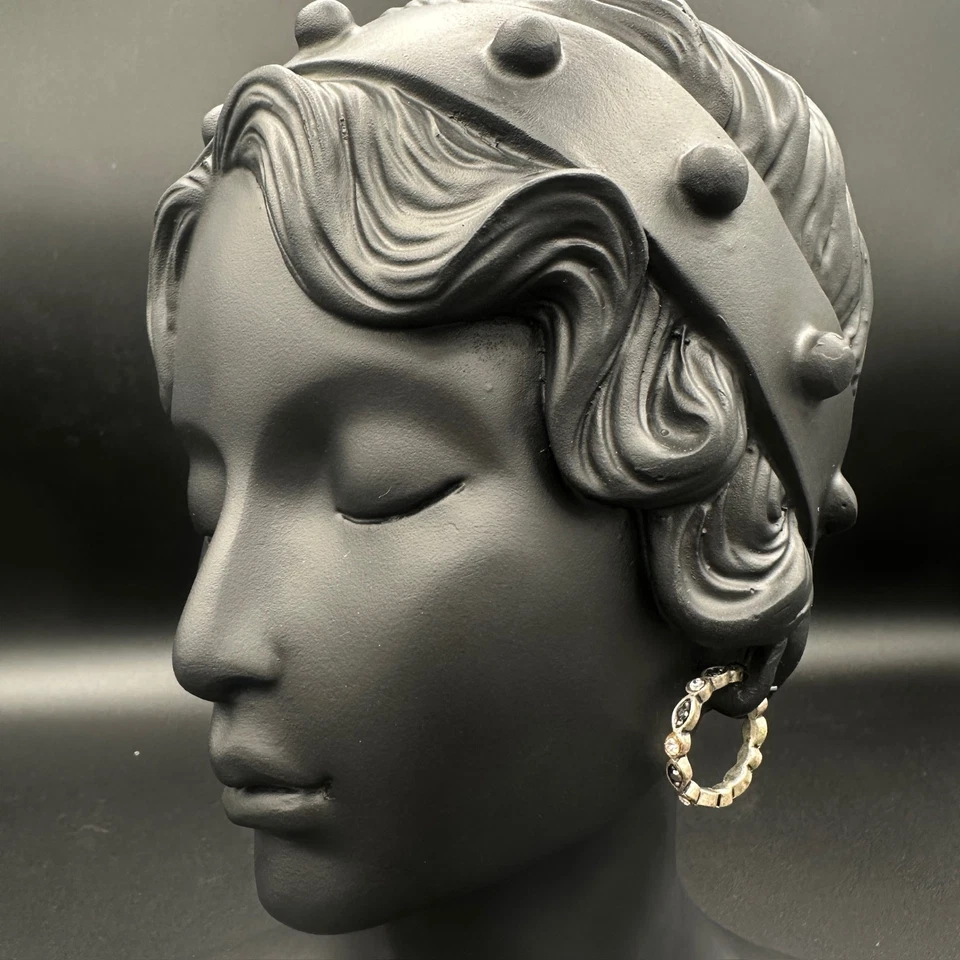 Vintage Gold Plated White Rhinestone Wrap Hoop Earrings Women's Fashion Y2K 90s - image 3 of 4