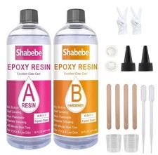 Epoxy Resin 32oz Crystal Clear Not Yellowing Self Leveling Casting Kit Shabebe
