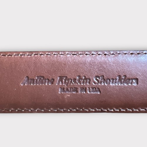 Johnston & Murphy Men Dress Belt Aniline Kipskin Shoulders Black Laced Buckle 36 - Picture 7 of 8