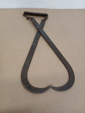 Antique Steel Iron Ice Block Tongs Vintage Metal Hooks Primitive Rare Home Tools