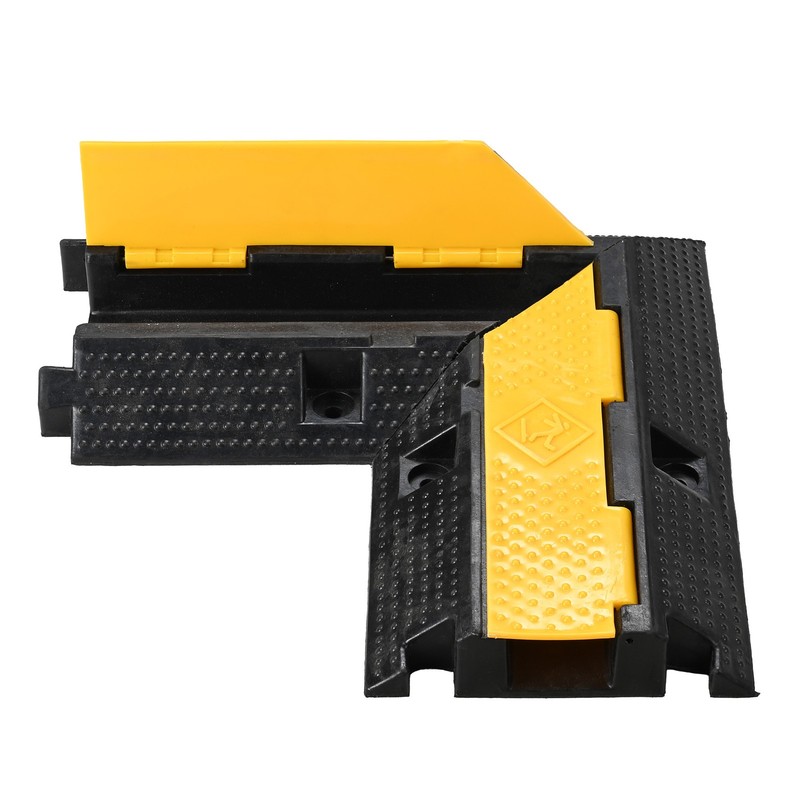 YesSources 90° Left / Right Turn Corner 1-Channel Rubber Cable Protector Ramp