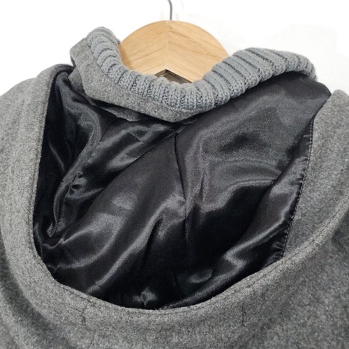 Rusty Double Breasted Coat Hooded Grey Ladies Size 14 Heavyweight Jacket - Picture 9 of 14