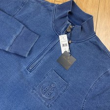 Brooks Brothers 1/4 Zip Pullover Men 2XL Blue Indigo Dyed Pocket Crest NWT