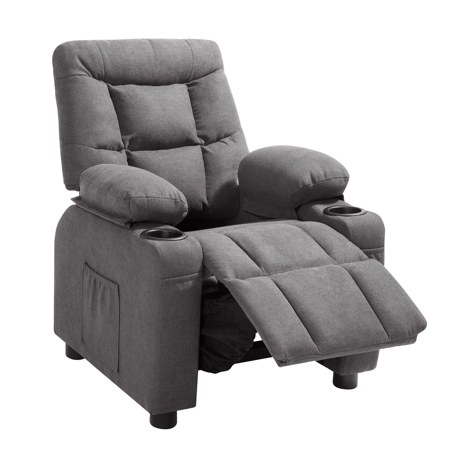 Uimoso Kids Reclining Chair Toddler Recliner with Cup Holders & Pockets (Grey)