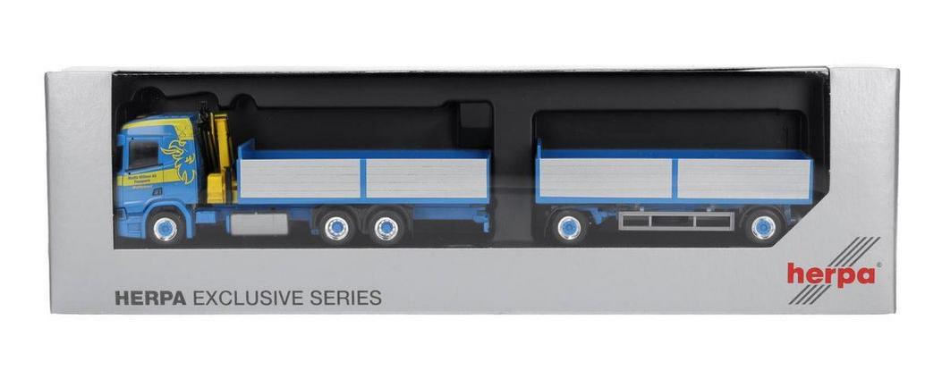 HERPA,SCANIA CR 20 ND 6x4 tipper with crane and 1+1-axle trailer