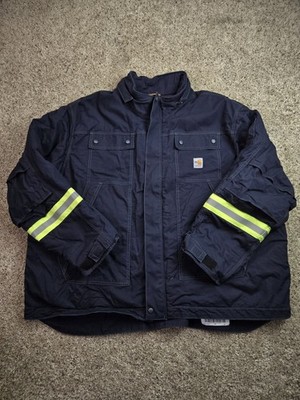Carhartt FR Full Swing Work Jacket 4XL Blue Duck Canvas Reflective 102182-410