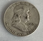 1953-D Franklin Half Dollar – 90% Silver – Circulated Ungraded