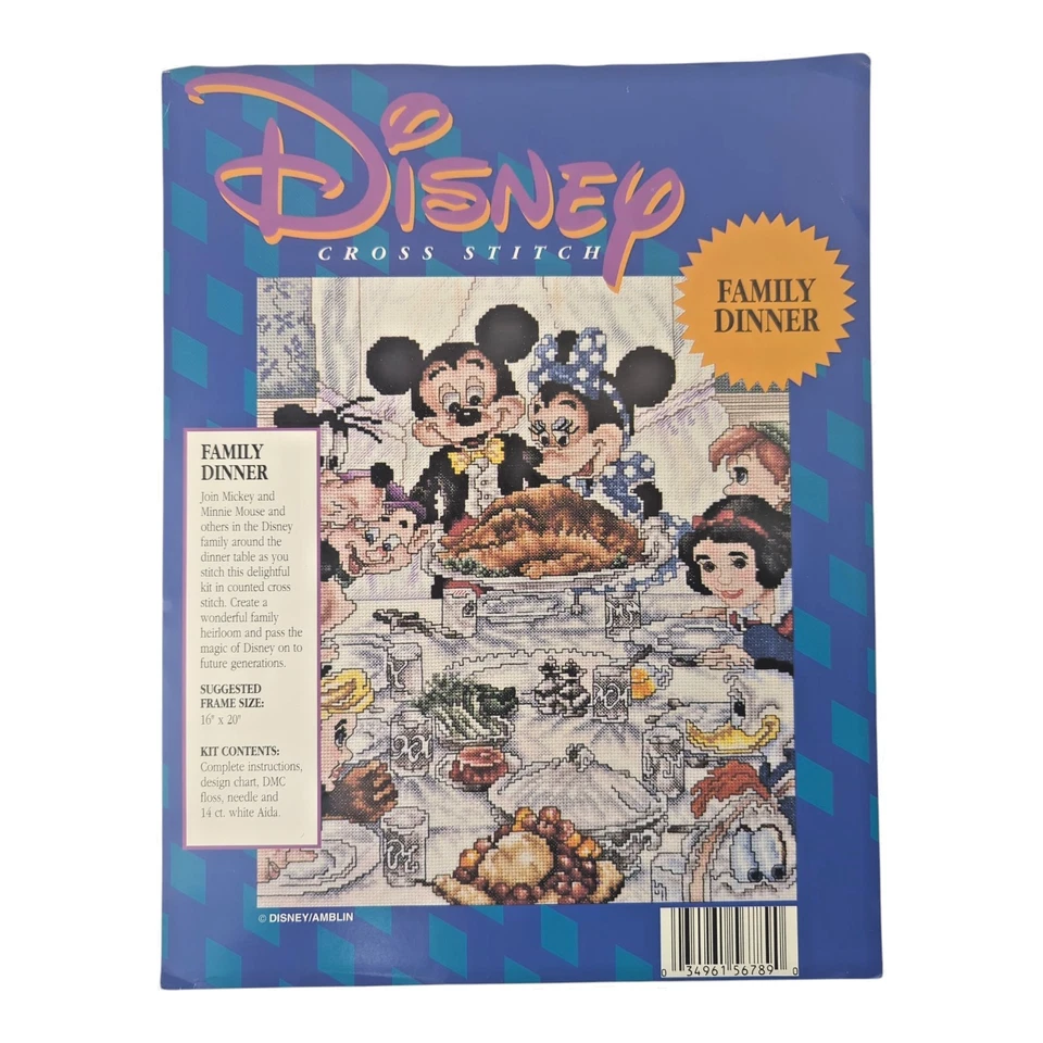 Disney Cross Stitch Kit "Family Dinner" Rockwell Thanksgiving Used CHART ONLY - Image 4 of 4