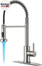 LED Kitchen Faucet with Pull down Sprayer, Brushed Nickel Modern Single Handle S
