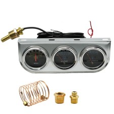 2'' 52mm Chrome Triple Gauge Set, 12V DCCar Triple Gauge Kit, Fahrenheit Wate...