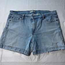 Levis 515 Light Wash Denim Jean Shorts Womens 14 Blue Frayed Hem Stretch