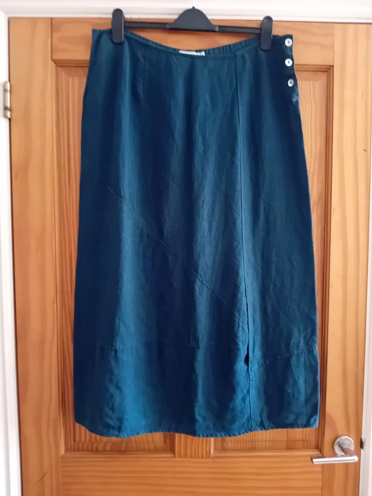 Cut Loose linen skirt XXL slight balloon quirky shape blue USA