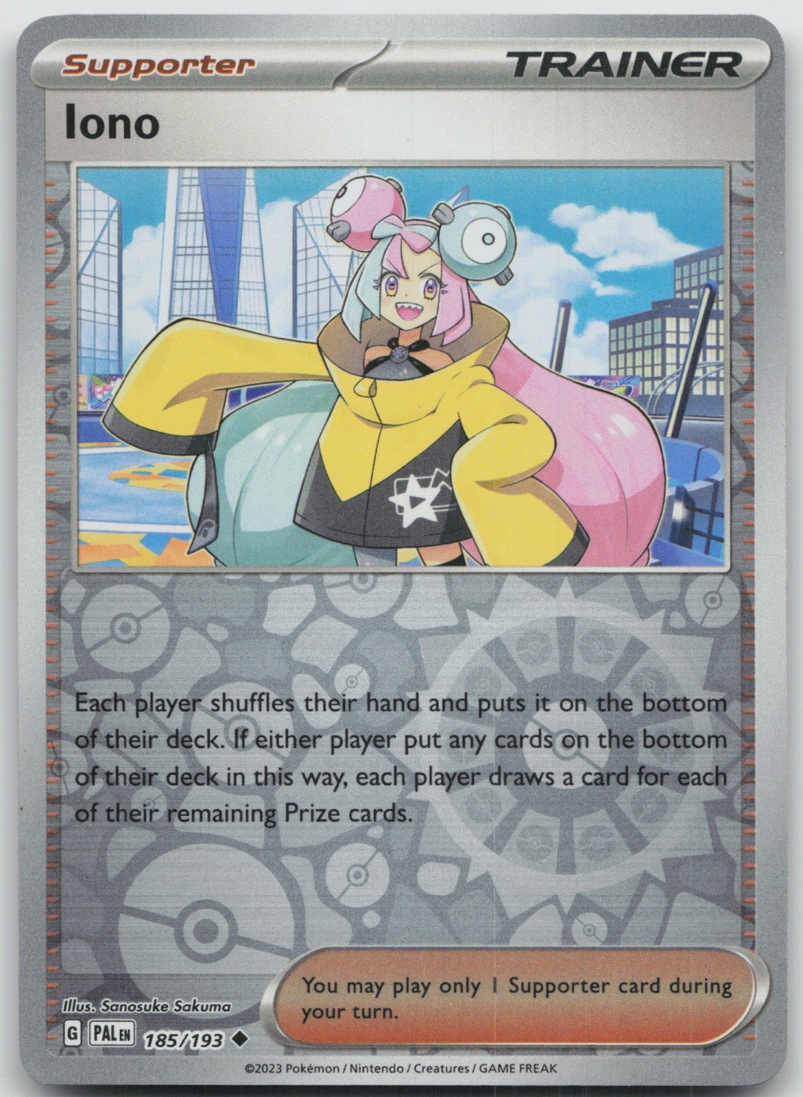 Iono 185/193 Uncommon Paldea Evolved Pokemon Near Mint Reverse Holo