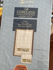 Madera Falsa Cordless Room Darkening Plantation Blind 2" Vinyl Faux Wood 36x64