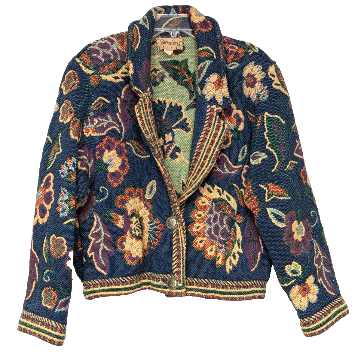 Bomber giacca donna arazzo floreale pony dipinto taglia unica made in USA